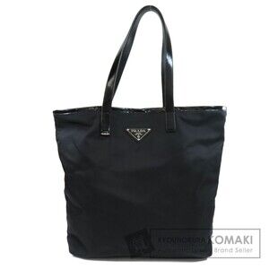 Prada Tessuto tote bag patent leather handles Black